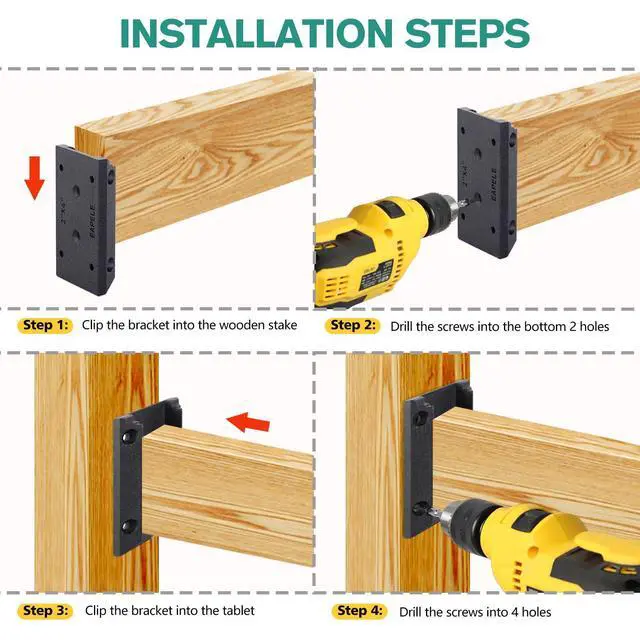 Alt view image 10 of 14 - 20pcs Deck Railing Brackets Connectors for 2x4 Railing Wood Post with 120pcs Wood Screws