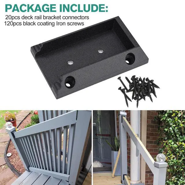 Alt view image 13 of 14 - 20pcs Deck Railing Brackets Connectors for 2x4 Railing Wood Post with 120pcs Wood Screws