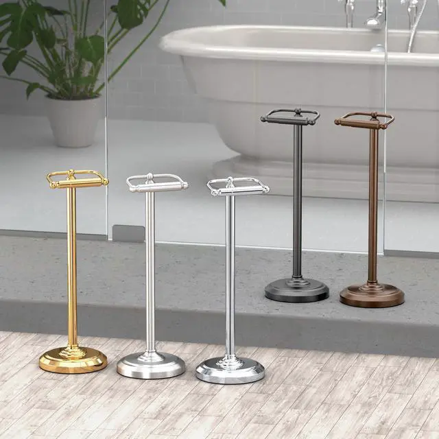 Alt view image 10 of 12 - 1436MX Toilet Paper Holder Stand, Weighted Base, Matte Black, Freestanding Bathroom Floor Stand, 22 Inch