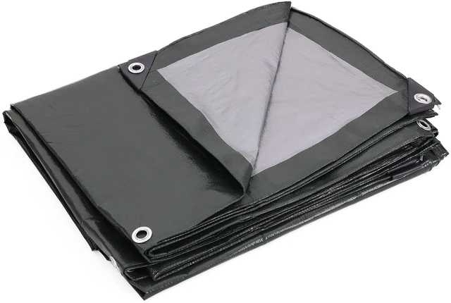 Alt view image 9 of 14 - 12 x 14 Ft. Heavy-Duty Protection/Coverage Tarp, 8-mil, Reversible, Multi-Use, Waterproof, Green-Silver, (TGS-1214)