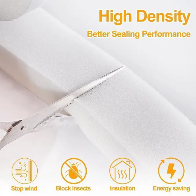 Alt view image 9 of 12 - High Density Foam Tape Air Conditioner Window Seal, 1x1 Inch Thick Foam Stripe with Adhesive for Window AC Insulation, Weather Stripping for Doors and Windows Insulation, AC Foam Tape, White