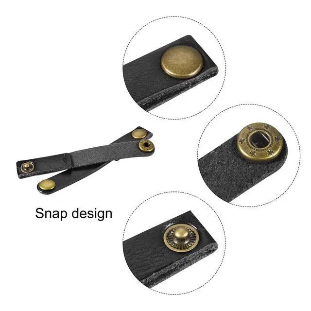 Alt view image 10 of 12 - Pack of 20 Leather Cable Straps Cable Ties, Cord Organizer, Portable Cable Management for USB Cables, Headphone Wires, Black/Golden
