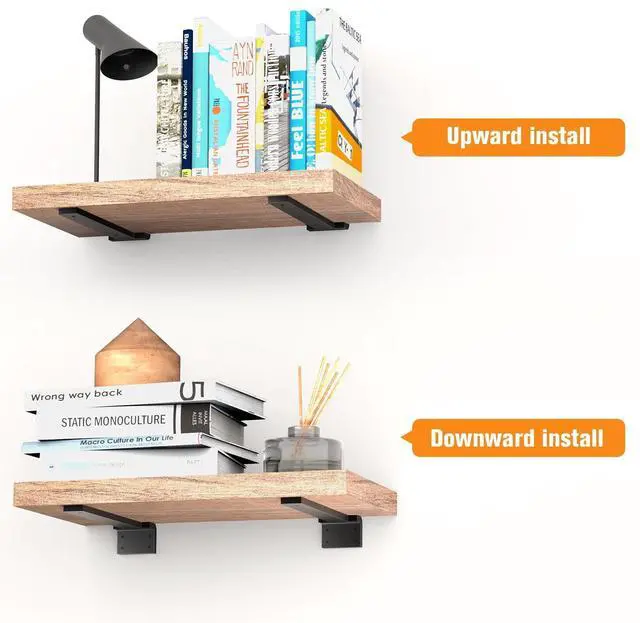 Alt view image 12 of 14 - Floating Shelf Brackets 12 inch 6 Pack L Brackets for Floating Shelves Black Metal Heavy Duty Shelf Bracket for DIY Shelving Brackets Decorative with Mounting Hardware Screws