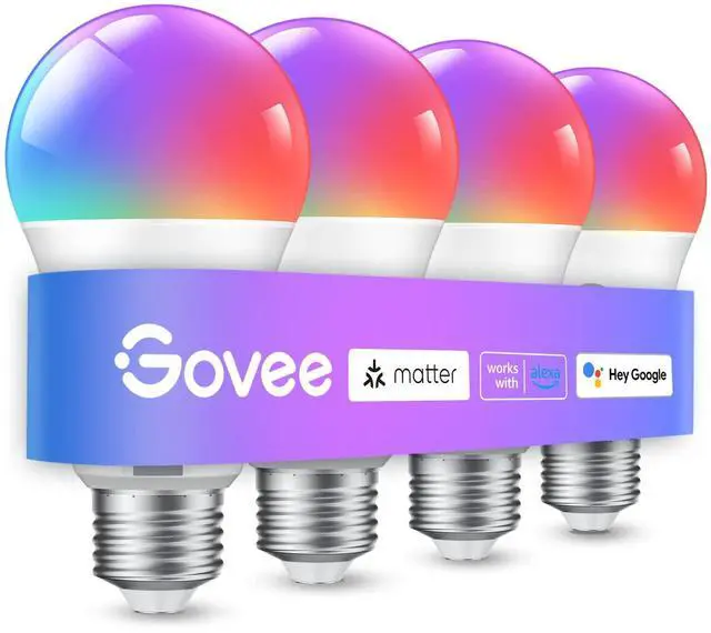 Alt view image 8 of 14 - Smart Light Bulbs, A19 Color Changing Light Bulb, 800 LM, E26 Base | Works with Matter, Alexa and Google Assistant, 16 Million Colors RGBWW, WiFi & Bluetooth LED Light Bulbs, Music Sync, 4 Pack