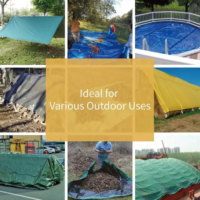 Alt view image 13 of 14 - Heavy Duty Tarp 12x16 Feet Green Multi Purpose Thick Waterproof Poly Tarp Cover 10mil