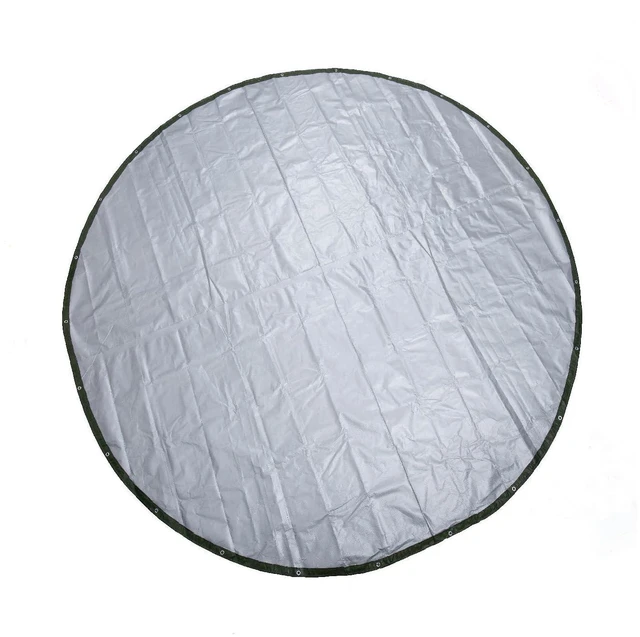 Alt view image 12 of 14 - Round Tarp 12 Feet Waterproof Heavy Duty Circle Tarps for Under Pool Green/Silver Multi Purpose Circular Outdoor Cover