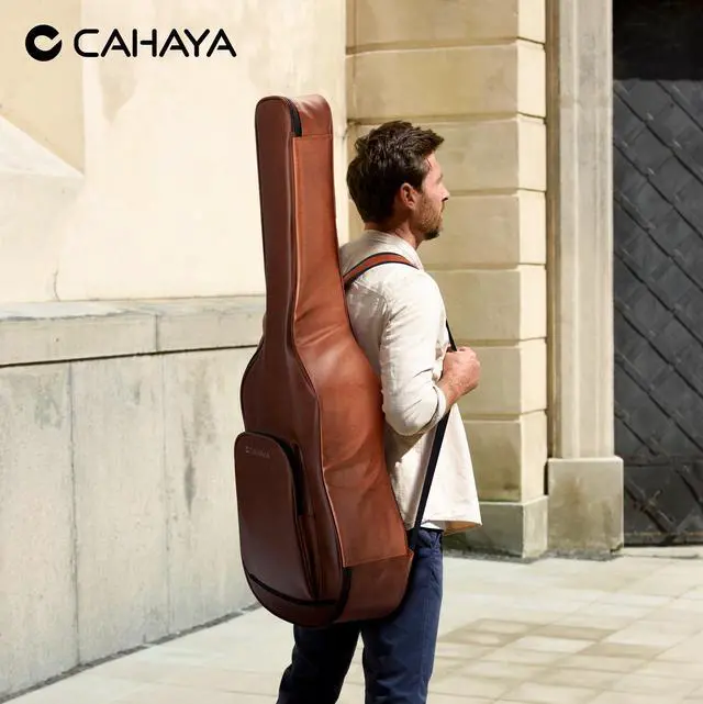 Alt view image 14 of 14 - Guitar Case Acoustic Bag - 0.8in Thick Padding Guitar Gig Bag Waterproof PU Design for Easy Cleaning Fits 40 41 42in Acoustic Guitars Travel Acoustic Case with Adjustable Shoulder Straps