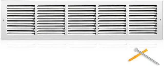 Alt view image 8 of 14 - 30x6 Duct Opening | Steel Return Air Grille | Vent Cover Grill for Sidewall and Ceiling | HVAC Cold Air Intake Grille | White | Outer Dimensions: 31.75"W X 7.75"