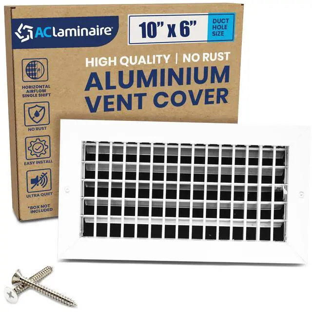 Alt view image 8 of 14 - 10" x 6" (Duct Hole Adjustable Vent Cover - HVAC Register Grille Aluminum
