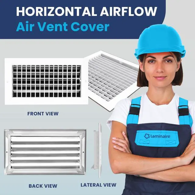 Alt view image 9 of 14 - 10" x 6" (Duct Hole Adjustable Vent Cover - HVAC Register Grille Aluminum