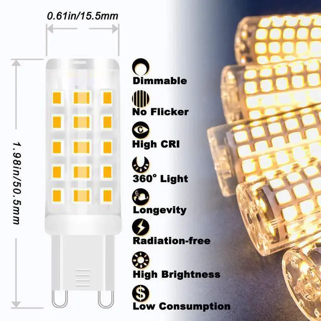 Alt view image 9 of 12 - G9 Led Bulb Dimmable 3W Replace 20W 25W 30W Halogen,2700K Warm White | AC120V G9 Clear T4 Bi-pin Led Bulbs for Chandelier Pendant Wall Home Lighting,300LM,360 Deg,10Pack