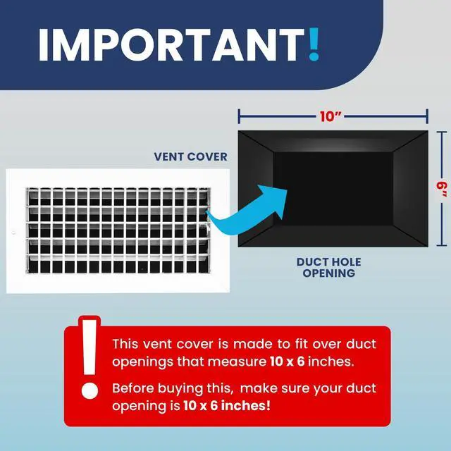 Alt view image 11 of 14 - 10" x 6" (Duct Hole Adjustable Vent Cover - HVAC Register Grille Aluminum
