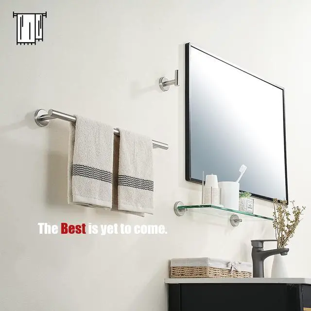 Alt view image 10 of 14 - Bath Towel Bar, 20.5 Inch 304 Stainless Steel Thicken 0.8mm Towel Rack Bathroom, Towel Holder Brushed Finished Wall Mount, Useable Length 18 Inch TB110L18-BN