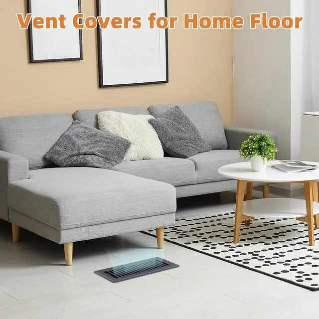Alt view image 11 of 12 - Floor Register 4 x 10-8 Pack Gray Floor Vents, Heavy-Duty Steel Adjustable Airflow Floor Vent Covers, Rust-Resistant Vent Cover are Suitable for Living Room, Bedroom and Bathroom