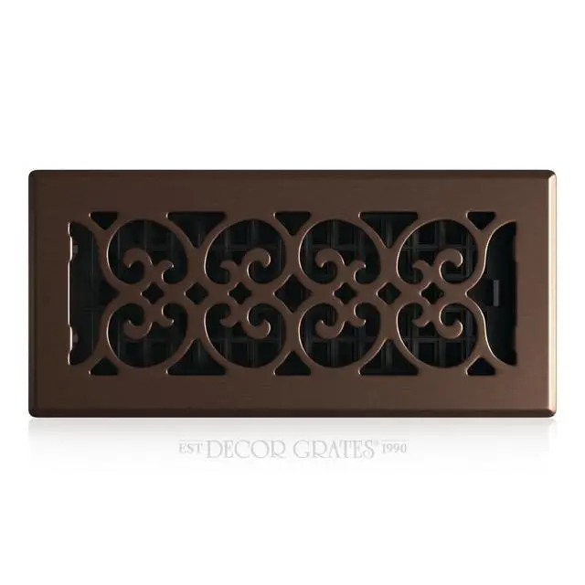 Alt view image 8 of 14 - Metal Scroll Decorative Air Vent Cover 4x10 Floor Register Adjustable Control Lever AC Floor Vent Covers for Home Floor Vents Fits 4 x 10 Inch Opening Rubbed Bronze (SPH410-RB)