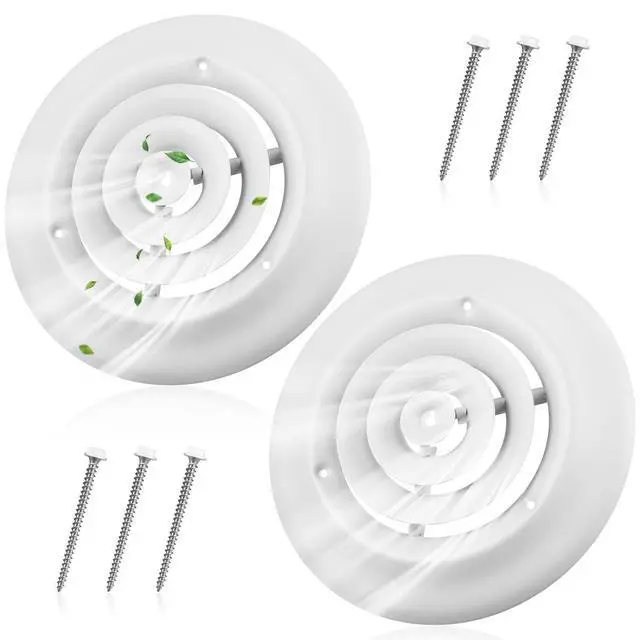 Alt view image 8 of 14 - 2 Pcs 6" Round Ceiling Diffuser, HVAC Vent Round Cover with Screws | Outer Dimensions: 9-15/16", Replacement Exhaust Fan Covers for Home Office, Sturdy Steel, Easy Installation, Keep Air Fresh