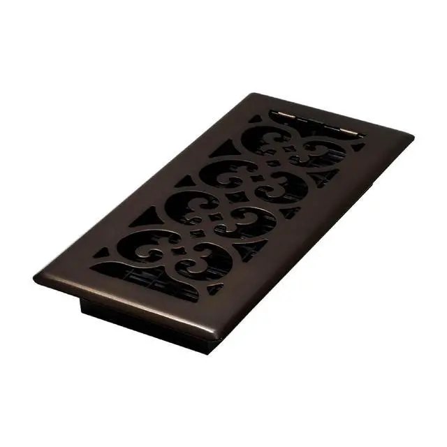 Alt view image 14 of 14 - Metal Scroll Decorative Air Vent Cover 4x10 Floor Register Adjustable Control Lever AC Floor Vent Covers for Home Floor Vents Fits 4 x 10 Inch Opening Rubbed Bronze (SPH410-RB)