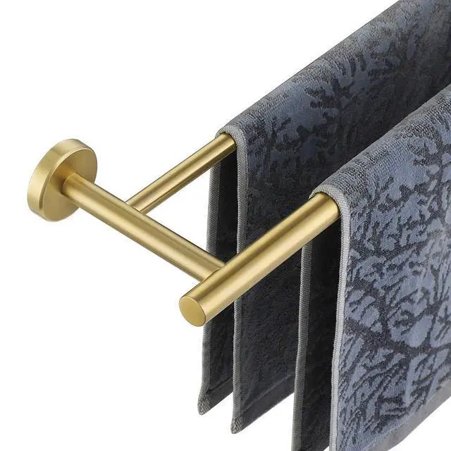 Alt view image 8 of 14 - Double Towel Bar 27 Inch, Brass Gold Useable Length 24 Inch 304 Stainless Steel Thicken 0.8mm Bath Towel Rack for Bathroom, Towel Holder Wall Mount, TB100L24-BG