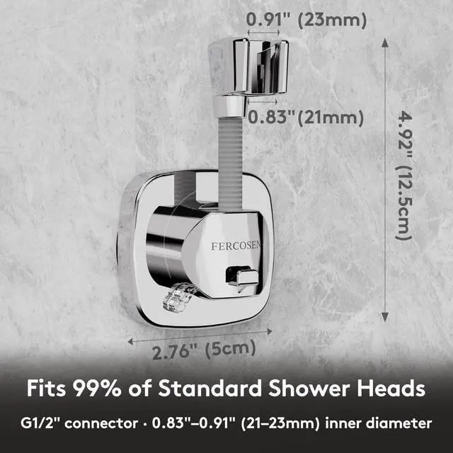 Alt view image 10 of 14 - Shower Head Holder with Suction | 360° Swivel | Silver | Tool-free install in seconds, 360° swivel head, 10kg built-in storage hook, removable, rust-resistant, strong suction grip