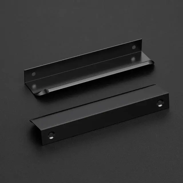 Alt view image 9 of 14 - Matte Black Cabinet Handles Finger Edge Pulls 5.9 Inch CC 10 Pack | Low-Profile Finger Grip, Cabinet Door Edge Mount, Smooth Handle Shape, 5.9 Inch (150mm), For Drawers, Cupboards, Kitchen