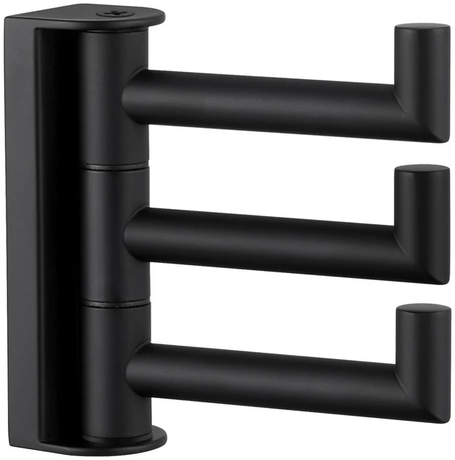 Alt view image 8 of 14 - Swivel Towel Hook 3 Arms, Robe Coat Wall Hook, Matte Black | SUS304 Stainless Steel, Foldable Hand Bath Towel Holder for Bathroom Kitchen Closet, Sturdy Space Saver, Screws Mounted