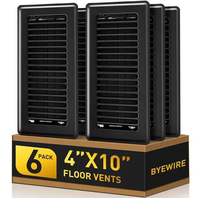Alt view image 8 of 14 - Floor Register 4x10, Floor Vent Covers for Home Floor, Sidewall, Heavy Duty Steel Walkable Floor Grates, Adjustable Air Vent Covers Rust Proof Finish, 4" x 10'' Floor Vent, 6 Pack, Black