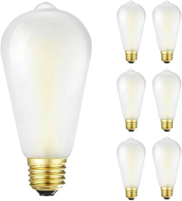 Alt view image 8 of 14 - E26 Frosted Edison LED Bulbs 60W Dimmable 3000K Vintage Light Bulbs | Soft White 6W Equal 60W Frosted LED Bulbs,600LM,AC120V, ST58 Dimmable Antique LED Filament Bulbs with 90+ CRI, 6Pack