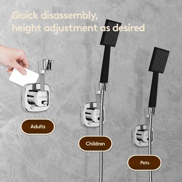 Alt view image 13 of 14 - Shower Head Holder with Suction | 360° Swivel | Silver | Tool-free install in seconds, 360° swivel head, 10kg built-in storage hook, removable, rust-resistant, strong suction grip