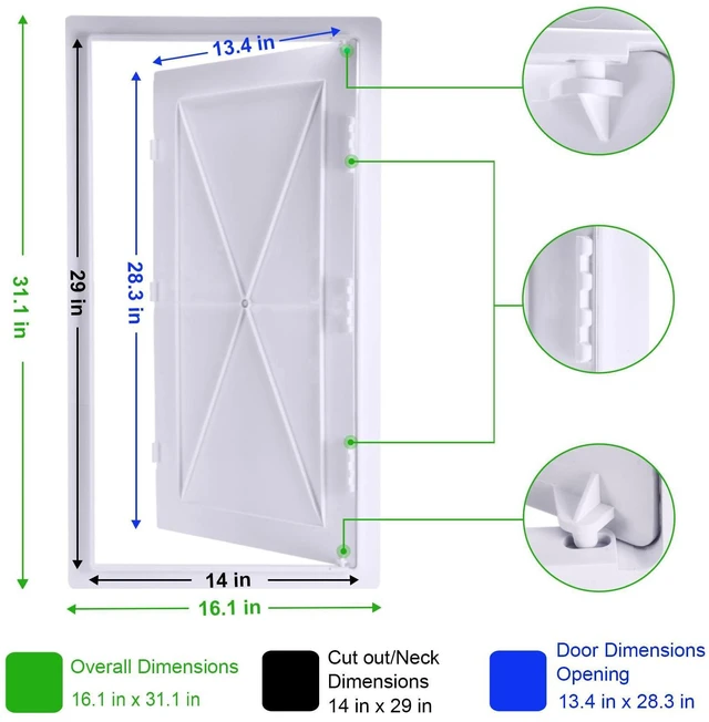 Alt view image 9 of 14 - Access Panel 14x29 Inch, Wall & Ceiling Access Door for Plumbing Repair | Lightweight Yet Durable Plastic Construction with Smooth White Finish. Easy to Install with a Clean Built-In Appearance