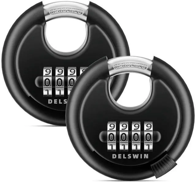 Alt view image 8 of 14 - 4-Digit Disc Combination Lock Outdoor - Heavy Duty Combination Padlocks with Hardened Steel Shackle Weatherproof Combo Locks for Gates,Sheds,Fence,Storage Unit (3/8" Shackle, Black,2 Pcs)
