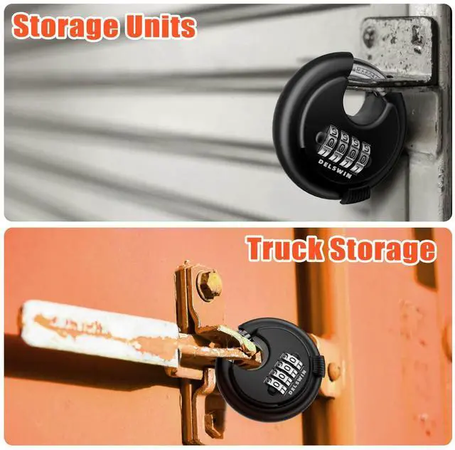Alt view image 12 of 14 - 4-Digit Disc Combination Lock Outdoor - Heavy Duty Combination Padlocks with Hardened Steel Shackle Weatherproof Combo Locks for Gates,Sheds,Fence,Storage Unit (3/8" Shackle, Black,2 Pcs)