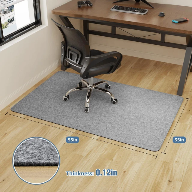 Alt view image 9 of 12 - 2 Pack Office Chair Mat for Hardwood Floor, 55"x35" Desk Chair Rug, Large Anti-Slip Floor Protector for Home Office Light Grey (Roll Packaging)