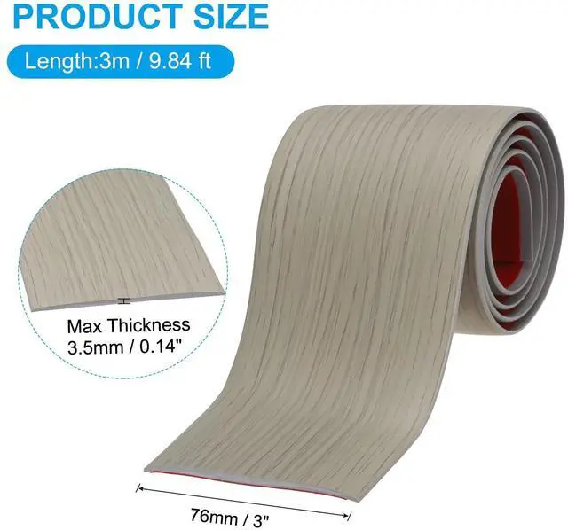 Alt view image 9 of 14 - Self Adhesive Floor Transition Strip 10 ft x 3" Vinyl Flat Divider Flooring for Joining Floor Gaps Carpet Transition Floor Tiles, Gray Wood Grain