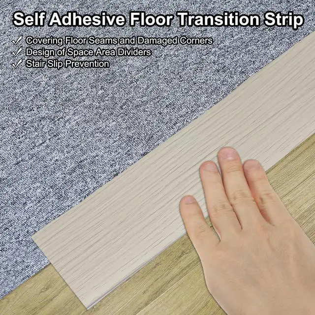 Alt view image 11 of 14 - Self Adhesive Floor Transition Strip 10 ft x 3" Vinyl Flat Divider Flooring for Joining Floor Gaps Carpet Transition Floor Tiles, Gray Wood Grain