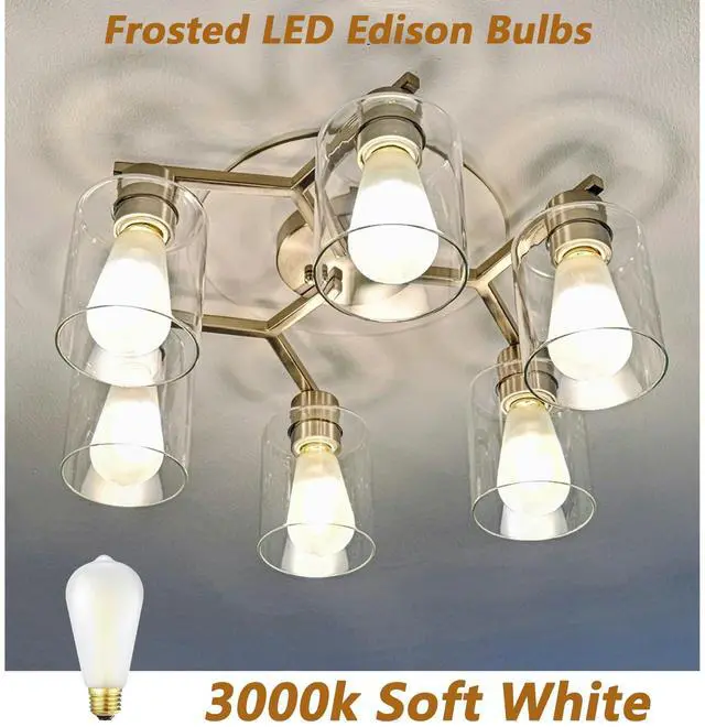 Alt view image 10 of 14 - E26 Frosted Edison LED Bulbs 60W Dimmable 3000K Vintage Light Bulbs | Soft White 6W Equal 60W Frosted LED Bulbs,600LM,AC120V, ST58 Dimmable Antique LED Filament Bulbs with 90+ CRI, 6Pack