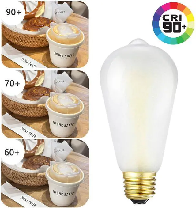 Alt view image 13 of 14 - E26 Frosted Edison LED Bulbs 60W Dimmable 3000K Vintage Light Bulbs | Soft White 6W Equal 60W Frosted LED Bulbs,600LM,AC120V, ST58 Dimmable Antique LED Filament Bulbs with 90+ CRI, 6Pack