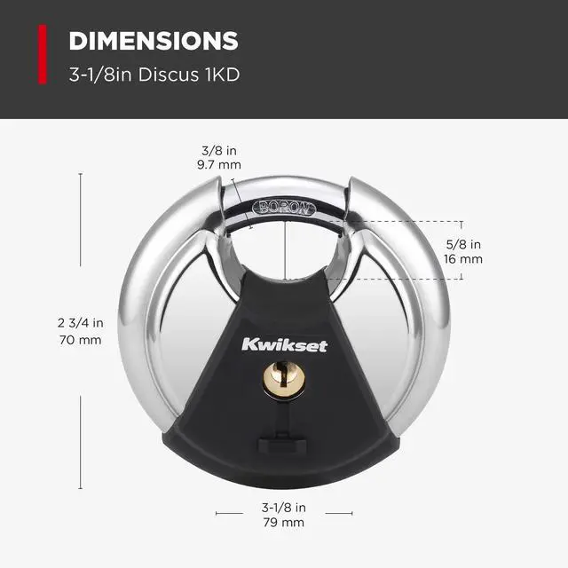 Alt view image 9 of 14 - Discus Padlock with Boron Carbide Shackle, 2-3/4" Body, 1-Pack | Shrouded Shackle Resists Cutting and Prying; Weather-Resistant Build for Gates, Sheds and Storage Units