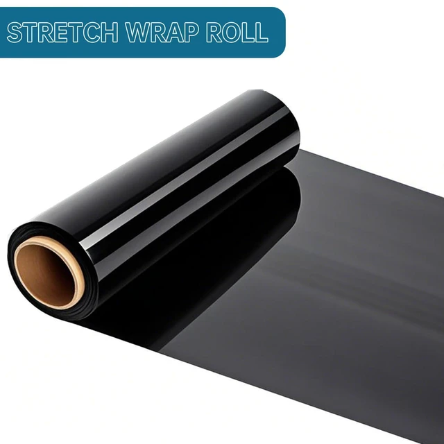 Alt view image 10 of 14 - Black Plastic Shrink Wrap Roll 18 Inch 1500 Feet, Stretch Wrap 4 Pack | 80 Gauge,800% Industrial Stretch, Black Stretch Film Self-Adhesive Cling, Plastic Wrap for Furniture Wrapping Shipping Moving