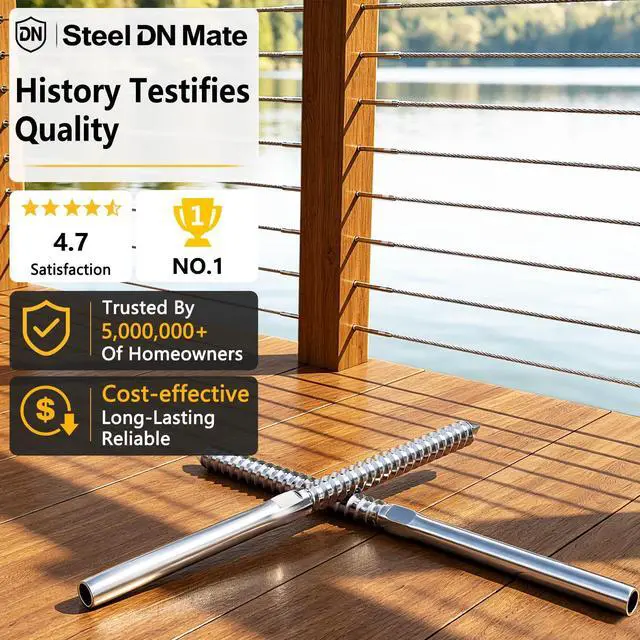 Alt view image 14 of 14 - Cable Railing Hardware 1/8" T316 Swage Lag Screws for Wood Post 100Pack | Marine Grade T316 Stainless Steel, Right & Left Hand Thread for Stair/Deck Cable Railing Kits with Wrench, DM50