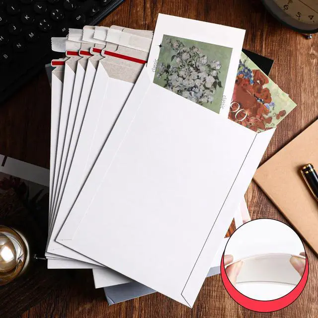 Alt view image 11 of 14 - 350 Pcs Rigid Photo Mailers 6x8 Inch, 350gsm Thick White Cardboard Shipping Envelopes with Self Adhesive, Flat Document Mailers for Photos, Prints, Artwork, CDs, and Paperwork
