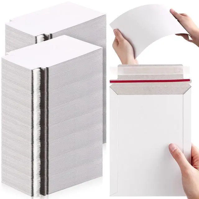 Alt view image 8 of 14 - 350 Pcs Rigid Photo Mailers 6x8 Inch, 350gsm Thick White Cardboard Shipping Envelopes with Self Adhesive, Flat Document Mailers for Photos, Prints, Artwork, CDs, and Paperwork