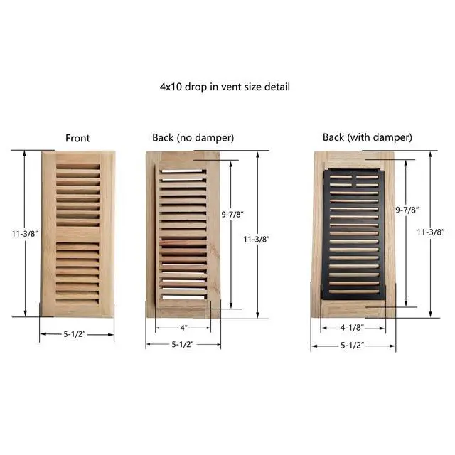 Alt view image 8 of 12 - 2 Pcs Pack Maple Floor Register, Drop in, 4x10 Inch, Unfinished