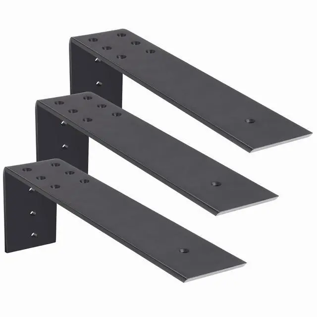 Alt view image 8 of 14 - 10 Inch Countertop Support Bracket, 3 Pack Solid Iron Steel Heavy Duty Hidden Floating L Shelf Brackets 1/4 Inch Thick, Shelving Support Metal Hardware for Mantel Granite Countertop