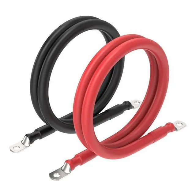 Alt view image 8 of 14 - 2 Gauge 2AWG One Pair 2 Feet Red + 2 Feet Black Inverter Battery Cable 5/16-Inch Lugs for Solar RV Marine Motorcycle Car (2FT 2AWG)
