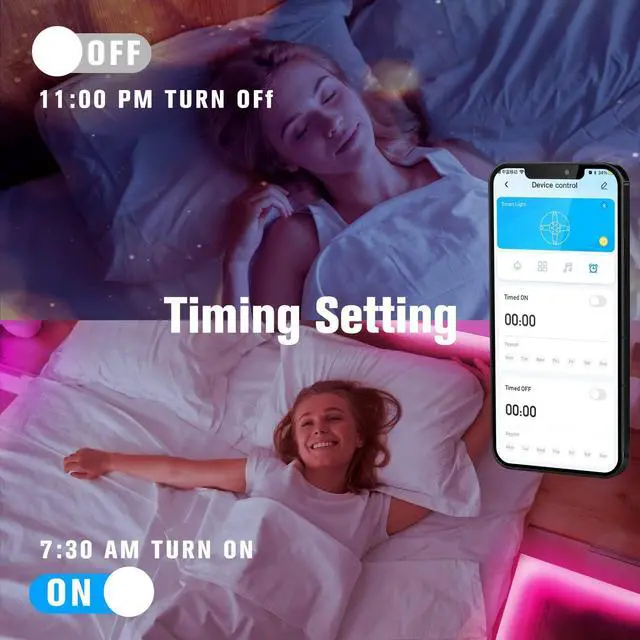 Alt view image 10 of 12 - LED Strip Lights 200 ft (2 Rolls of 100 ft), Smart App Control Lighting Bedroom Rome Decor with Remote, RGB Color Changing LED Lights for Party