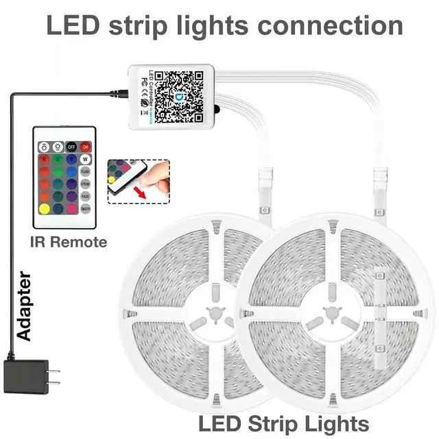 Alt view image 12 of 12 - LED Strip Lights 200 ft (2 Rolls of 100 ft), Smart App Control Lighting Bedroom Rome Decor with Remote, RGB Color Changing LED Lights for Party