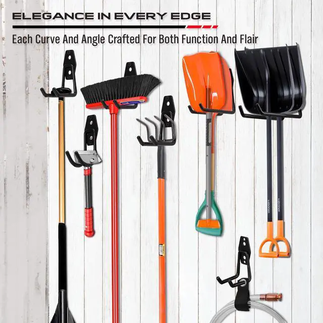 Alt view image 12 of 14 - Garage Tool Storage Wall Hook Assortment Set: 15PCS Heavy Duty Large Hanger Garden Tool Organizer Ladder Bike Rack Yard Tool Holder Shed Shovel Metal Screw Organization Bicycle Steel Bracket