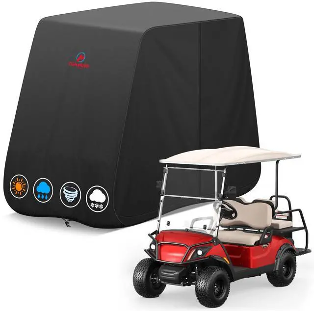 Alt view image 8 of 14 - Comnova Golf Cart Cover 4 Passenger - 600D Waterproof Golf Carts Enclosure with Zipper, Windproof & UV Resistant, Outdoor Golf Cart Cover Universal Fit EZGO, Club Car, Yamaha up to 112"L x 48"W x 66"H