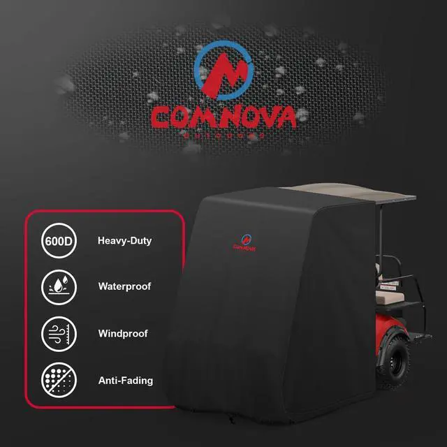Alt view image 12 of 14 - Comnova Golf Cart Cover 4 Passenger - 600D Waterproof Golf Carts Enclosure with Zipper, Windproof & UV Resistant, Outdoor Golf Cart Cover Universal Fit EZGO, Club Car, Yamaha up to 112"L x 48"W x 66"H