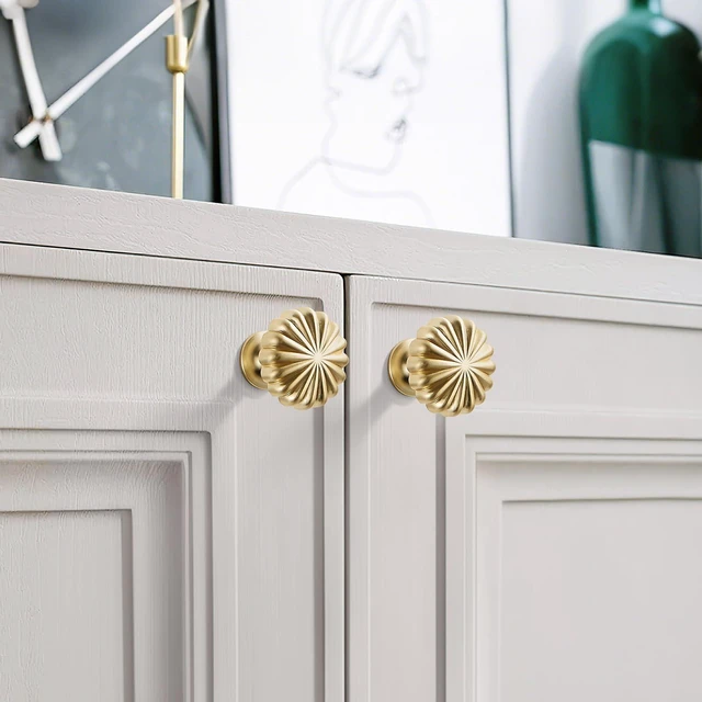 Alt view image 10 of 14 - Brushed Gold Cabinet Knobs10 Pack Solid Drawer Pulls for Dressers | Zinc AlloyScrews IncludedSingle HoleSmooth FeelVintage Cabinet Handles Hardware for Kitchen Cupboards Restyle